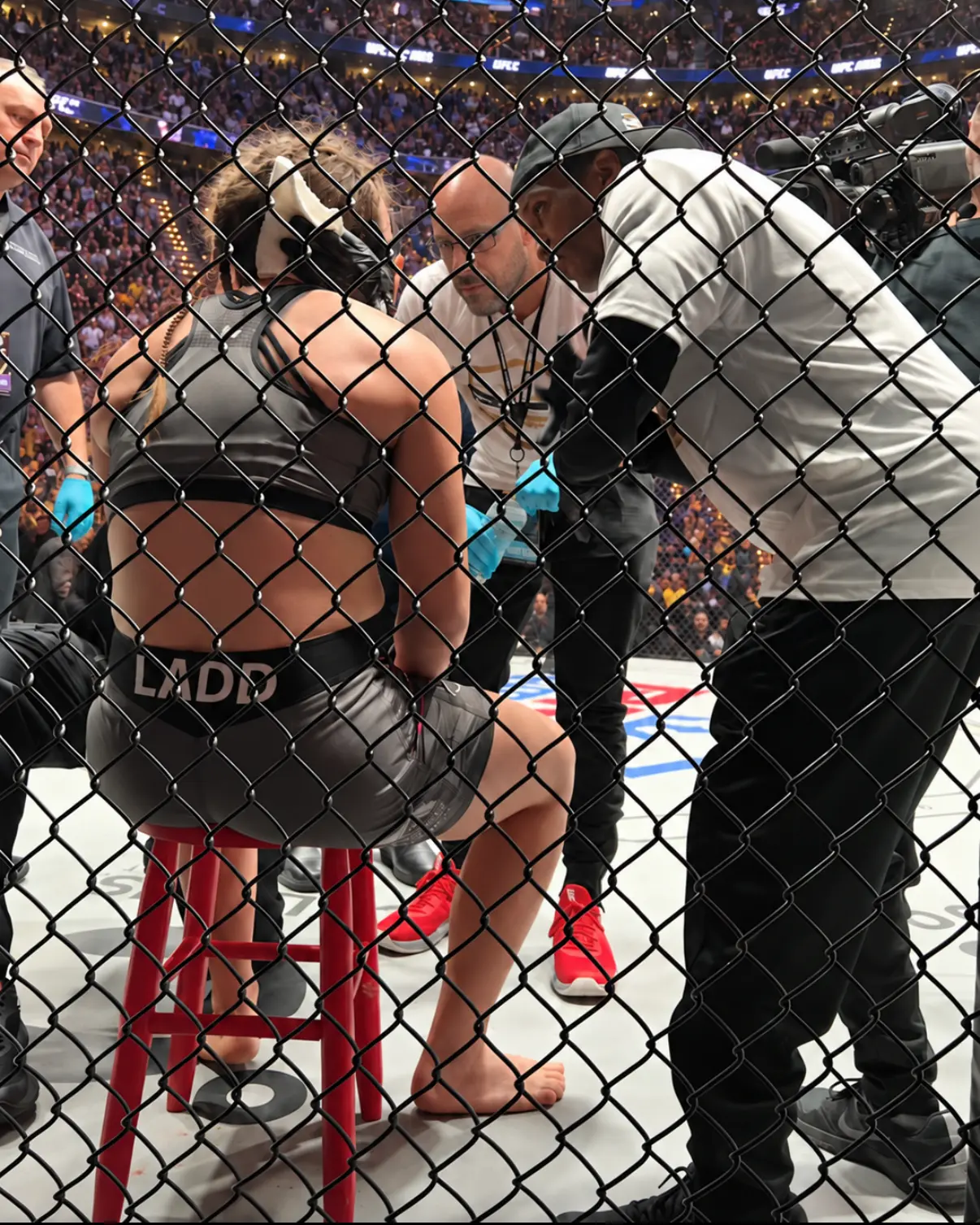 Dave Hirschbein coaching a fighter in the UFC corner